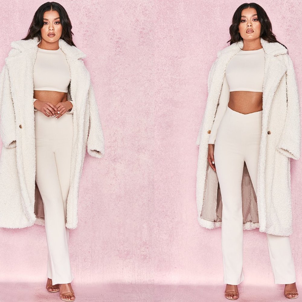 RARE HOUSE OF CB 'Bear' Milk White Faux Fur Sherpa Coat NWOT